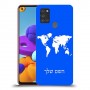 מפת העולם כיסוי מגן קשיח בעיצוב אישי עם השם שלך ל Samsung Galaxy A21s יחידה אחת סקרין מובייל