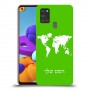 מפת העולם כיסוי מגן קשיח בעיצוב אישי עם השם שלך ל Samsung Galaxy A21s יחידה אחת סקרין מובייל