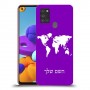 מפת העולם כיסוי מגן קשיח בעיצוב אישי עם השם שלך ל Samsung Galaxy A21s יחידה אחת סקרין מובייל