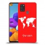 מפת העולם כיסוי מגן קשיח בעיצוב אישי עם השם שלך ל Samsung Galaxy A21s יחידה אחת סקרין מובייל