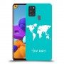 מפת העולם כיסוי מגן קשיח בעיצוב אישי עם השם שלך ל Samsung Galaxy A21s יחידה אחת סקרין מובייל