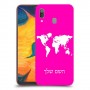 מפת העולם כיסוי מגן קשיח בעיצוב אישי עם השם שלך ל Samsung Galaxy A30 יחידה אחת סקרין מובייל