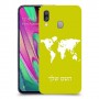 מפת העולם כיסוי מגן קשיח בעיצוב אישי עם השם שלך ל Samsung Galaxy A40 יחידה אחת סקרין מובייל