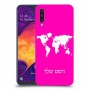 מפת העולם כיסוי מגן קשיח בעיצוב אישי עם השם שלך ל Samsung Galaxy A50 יחידה אחת סקרין מובייל