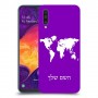 מפת העולם כיסוי מגן קשיח בעיצוב אישי עם השם שלך ל Samsung Galaxy A50 יחידה אחת סקרין מובייל