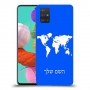 מפת העולם כיסוי מגן קשיח בעיצוב אישי עם השם שלך ל Samsung Galaxy A51 יחידה אחת סקרין מובייל