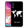 מפת העולם כיסוי מגן קשיח בעיצוב אישי עם השם שלך ל Samsung Galaxy A70 יחידה אחת סקרין מובייל