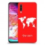 מפת העולם כיסוי מגן קשיח בעיצוב אישי עם השם שלך ל Samsung Galaxy A70 יחידה אחת סקרין מובייל