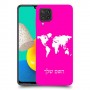 מפת העולם כיסוי מגן קשיח בעיצוב אישי עם השם שלך ל Samsung Galaxy M32 יחידה אחת סקרין מובייל