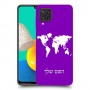 מפת העולם כיסוי מגן קשיח בעיצוב אישי עם השם שלך ל Samsung Galaxy M32 יחידה אחת סקרין מובייל