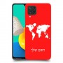 מפת העולם כיסוי מגן קשיח בעיצוב אישי עם השם שלך ל Samsung Galaxy M32 יחידה אחת סקרין מובייל