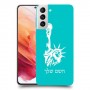פסל החירות כיסוי מגן קשיח בעיצוב אישי עם השם שלך ל Samsung Galaxy S21 5G יחידה אחת סקרין מובייל