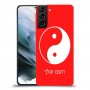 סמל יינג יאנג - סין כיסוי מגן קשיח בעיצוב אישי עם השם שלך ל Samsung Galaxy S21 יחידה אחת סקרין מובייל