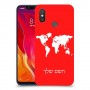 מפת העולם כיסוי מגן קשיח בעיצוב אישי עם השם שלך ל Xiaomi Mi 8 יחידה אחת סקרין מובייל