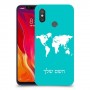 מפת העולם כיסוי מגן קשיח בעיצוב אישי עם השם שלך ל Xiaomi Mi 8 יחידה אחת סקרין מובייל