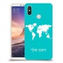 מפת העולם כיסוי מגן קשיח בעיצוב אישי עם השם שלך ל Xiaomi Mi Max 3 יחידה אחת סקרין מובייל