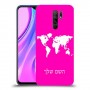 מפת העולם כיסוי מגן קשיח בעיצוב אישי עם השם שלך ל Xiaomi Redmi 9 יחידה אחת סקרין מובייל