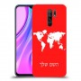 מפת העולם כיסוי מגן קשיח בעיצוב אישי עם השם שלך ל Xiaomi Redmi 9 יחידה אחת סקרין מובייל