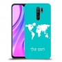 מפת העולם כיסוי מגן קשיח בעיצוב אישי עם השם שלך ל Xiaomi Redmi 9 יחידה אחת סקרין מובייל