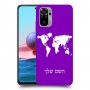 מפת העולם כיסוי מגן קשיח בעיצוב אישי עם השם שלך ל Xiaomi Redmi Note 10 יחידה אחת סקרין מובייל