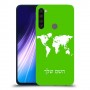 מפת העולם כיסוי מגן קשיח בעיצוב אישי עם השם שלך ל Xiaomi Redmi Note 8 יחידה אחת סקרין מובייל