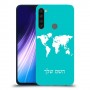 מפת העולם כיסוי מגן קשיח בעיצוב אישי עם השם שלך ל Xiaomi Redmi Note 8 יחידה אחת סקרין מובייל