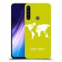 מפת העולם כיסוי מגן קשיח בעיצוב אישי עם השם שלך ל Xiaomi Redmi Note 8 יחידה אחת סקרין מובייל