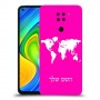 מפת העולם כיסוי מגן קשיח בעיצוב אישי עם השם שלך ל Xiaomi Redmi Note 9 יחידה אחת סקרין מובייל