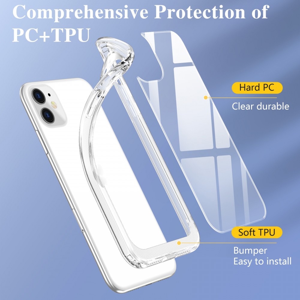 כיסוי סיליקון שקוף + בולם זעזועים מיועד ל Apple iPhone 11