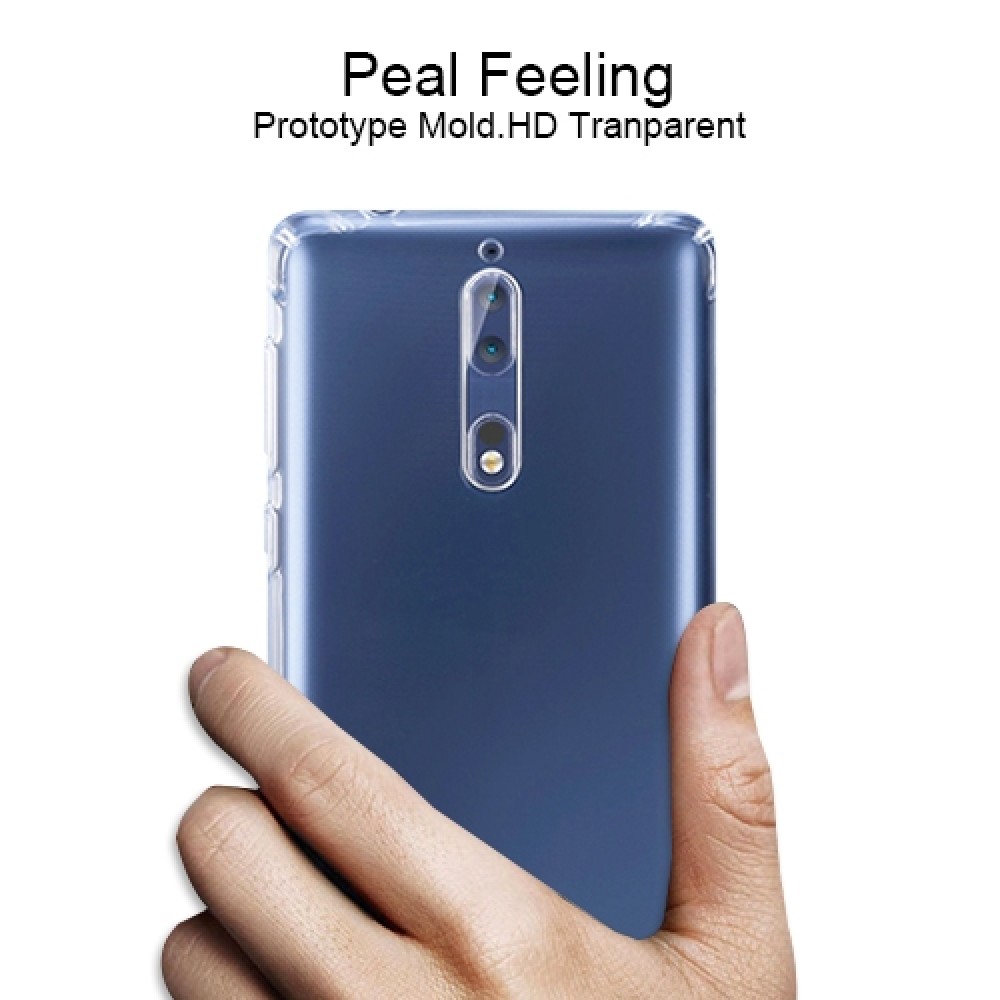 כיסוי סיליקון שקוף + בולם זעזועים מיועד ל Nokia 8