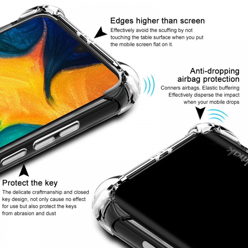 כיסוי סיליקון שקוף + בולם זעזועים מיועד ל Samsung Galaxy A30 מותג - IMAK