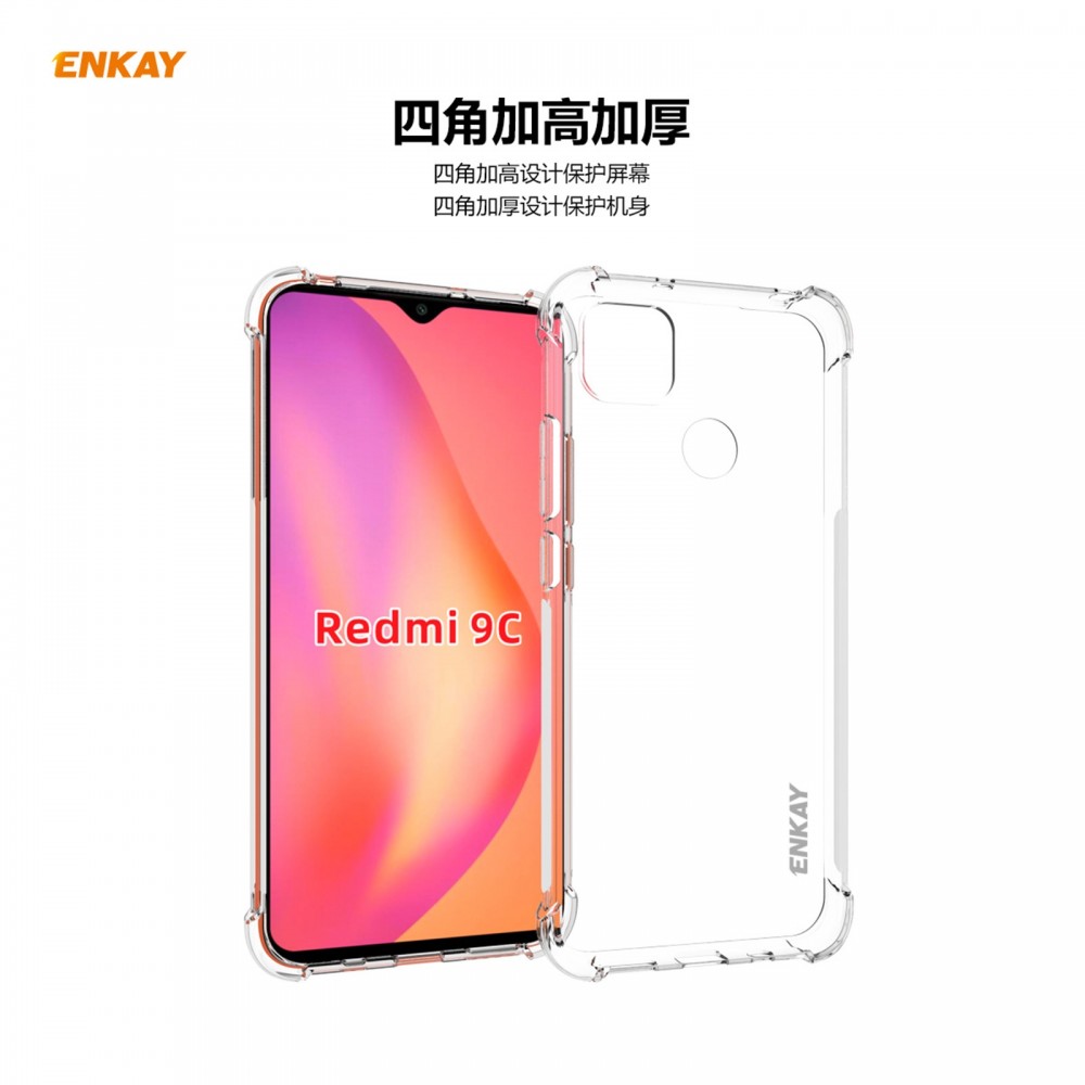 כיסוי סיליקון שקוף + בולם זעזועים מיועד ל Xiaomi Redmi 9C מותג - ENKAY