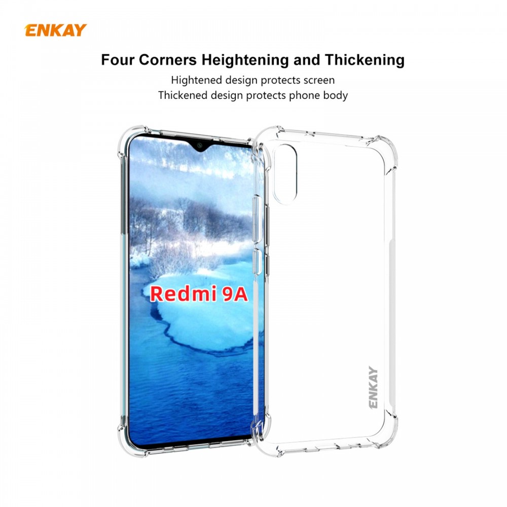 כיסוי סיליקון שקוף + בולם זעזועים מיועד ל Xiaomi Redmi 9A מותג - ENKAY