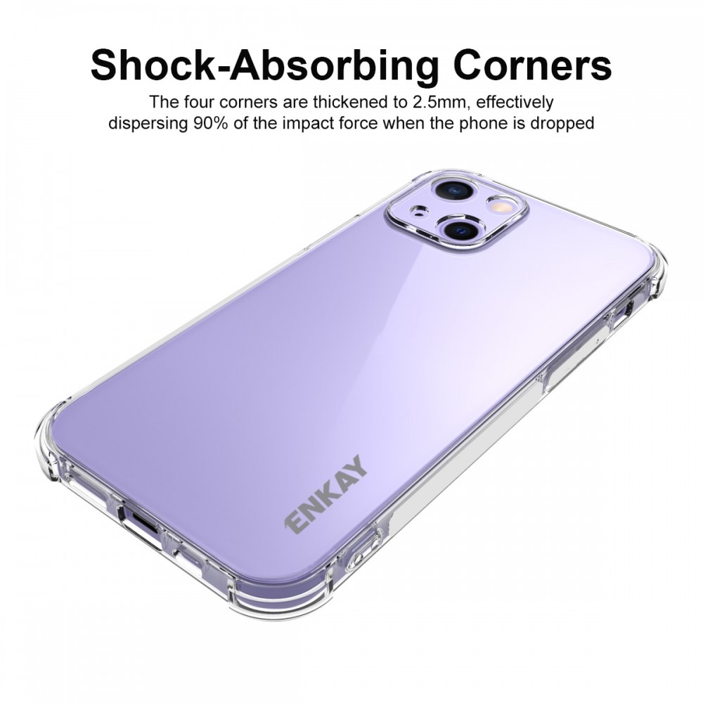 כיסוי סיליקון שקוף + בולם זעזועים מיועד ל Apple iPhone 13 mini מותג - ENKAY