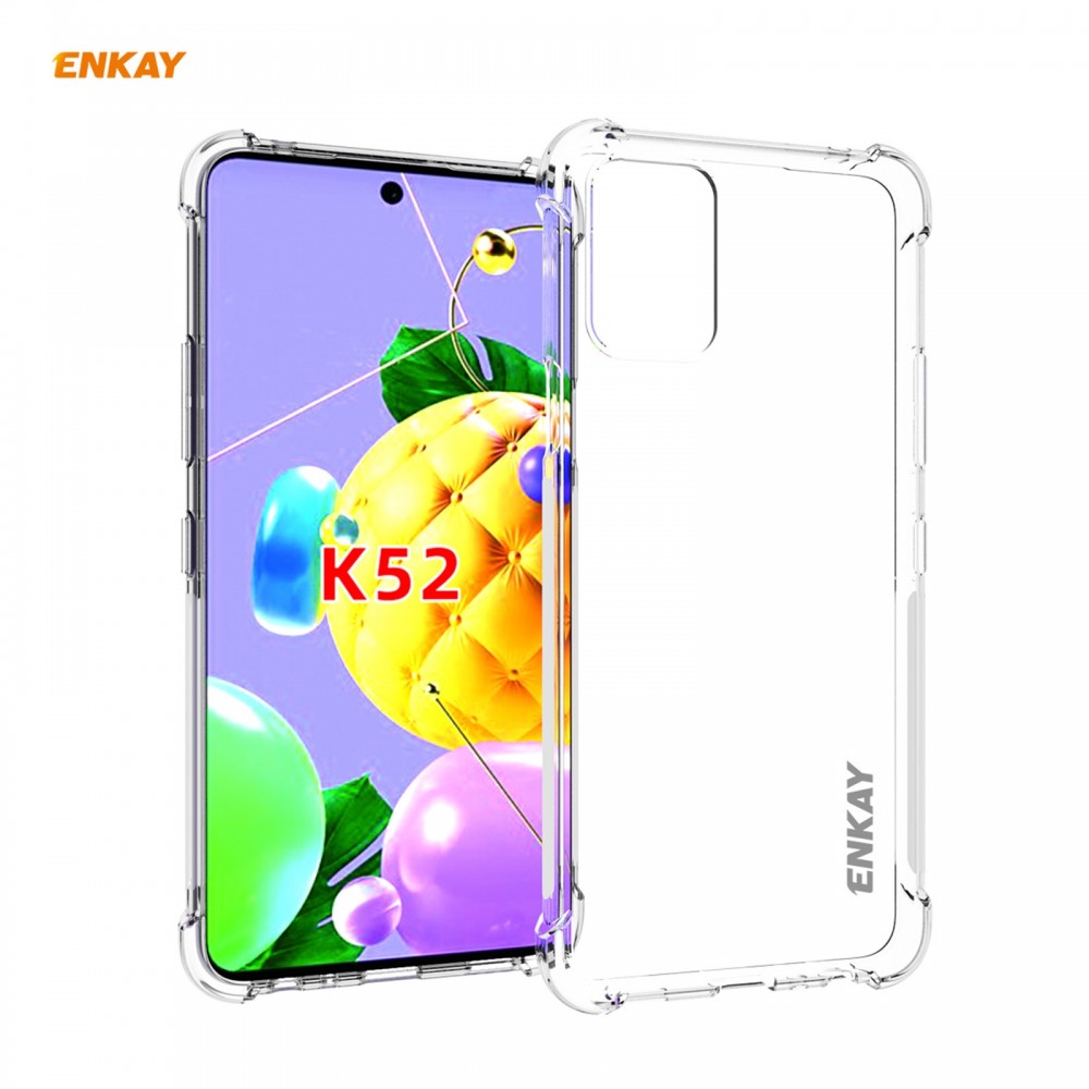 כיסוי סיליקון שקוף + בולם זעזועים מיועד ל LG K52 מותג - ENKAY
