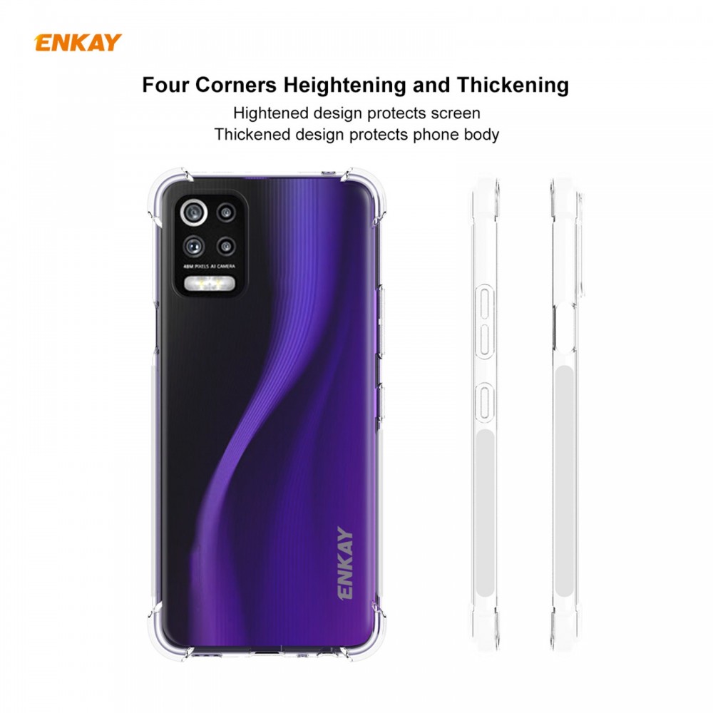 כיסוי סיליקון שקוף + בולם זעזועים מיועד ל LG K62 Plus מותג - ENKAY