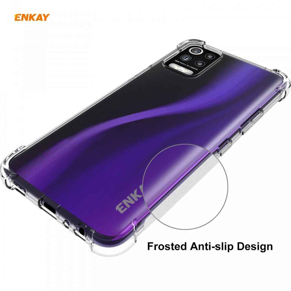 כיסוי סיליקון שקוף + בולם זעזועים מיועד ל LG K62 Plus מותג - ENKAY
