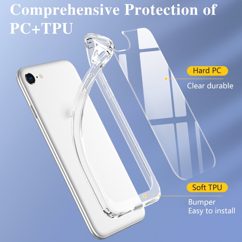 כיסוי סיליקון שקוף + בולם זעזועים מיועד ל Apple iPhone 8