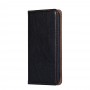 כיסוי ארנק / ספר עשוי מעור בצבע שחור עם חריצים לכרטיסי אשראי עבור Samsung Galaxy A20