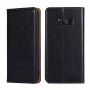 כיסוי ארנק / ספר עשוי מעור בצבע שחור עם חריצים לכרטיסי אשראי עבור Samsung Galaxy S8
