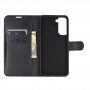 כיסוי ארנק / ספר עשוי מעור בצבע שחור עם חריצים לכרטיסי אשראי עבור Samsung Galaxy S21+ 5G
