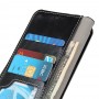 כיסוי ארנק / ספר עשוי מעור בצבע שחור עם חריצים לכרטיסי אשראי עבור OPPO A74 5G