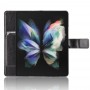 כיסוי ארנק / ספר עשוי מעור בצבע שחור עם חריצים לכרטיסי אשראי עבור Samsung Galaxy Z Fold3 5G