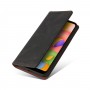 כיסוי ארנק / ספר עשוי מעור בצבע שחור עם חריצים לכרטיסי אשראי עבור Samsung Galaxy A01