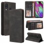 כיסוי ארנק / ספר עשוי מעור בצבע שחור עם חריצים לכרטיסי אשראי עבור Samsung Galaxy A40
