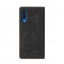 כיסוי ארנק / ספר עשוי מעור בצבע שחור עם חריצים לכרטיסי אשראי עבור Samsung Galaxy A50
