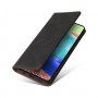 כיסוי ארנק / ספר עשוי מעור בצבע שחור עם חריצים לכרטיסי אשראי עבור Samsung Galaxy A71