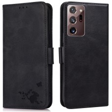 כיסוי ארנק / ספר עשוי מעור בצבע שחור עם חריצים לכרטיסי אשראי עבור Samsung Galaxy Note20 Ultra 4G