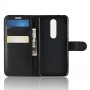 כיסוי ארנק / ספר עשוי מעור בצבע שחור עם חריצים לכרטיסי אשראי עבור Nokia 7.1