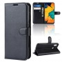 כיסוי ארנק / ספר עשוי מעור בצבע שחור עם חריצים לכרטיסי אשראי עבור Samsung Galaxy A30